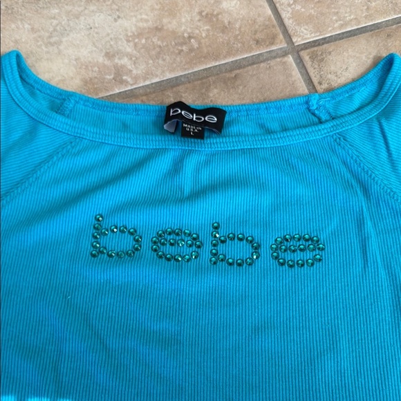 Bebe Fitted Blue Short Sleeve Tee - Picture 3 of 3